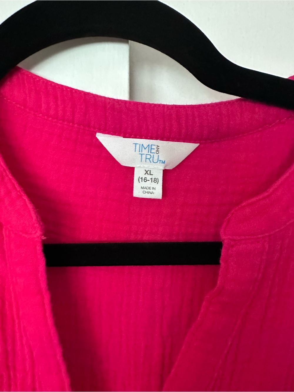 Time and Tru Bright Fuchsia Button-Front Tunic Dress 100% cotton size xl Euc - Picture 2 of 6
